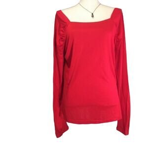 Apostrophe Long Sleeve Blouse Christmas Red Size Large